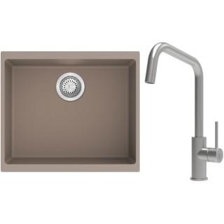 Set StrongSinks S3 (dřez Hron 530 Béžová + baterie Arda Nerez)