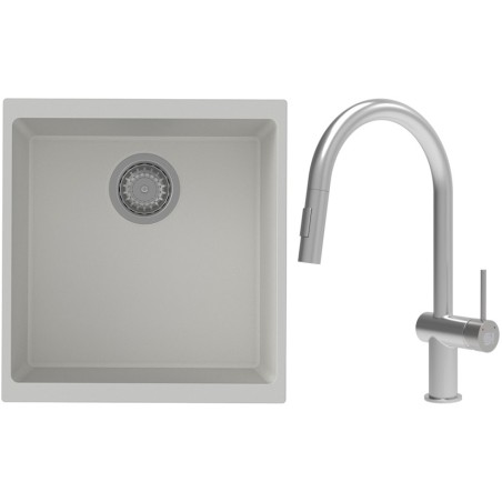 Set StrongSinks S3 (dřez Hron 430 Bílá + baterie Neris Celonerez)