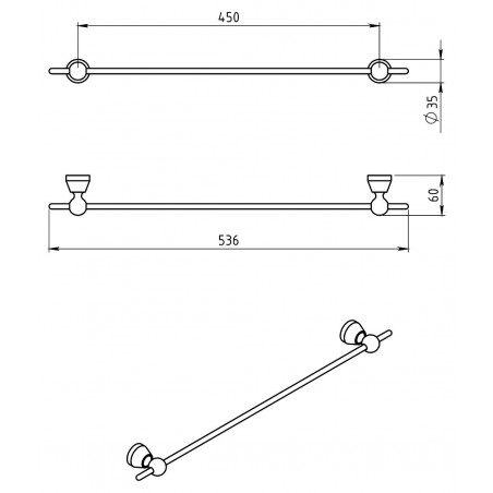 Držák ručníků Metalia 3 6327.0 Chrom, 540 mm