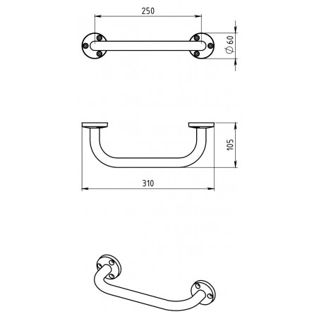 Madlo Metalia 1 6132.0 Chrom, 250 mm Madlo Metalia 1 6132.0 Chrom, 250 mm