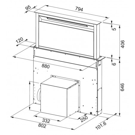 Odsavač par Franke Downdraft FDW 908 IB XS Černá/nerez