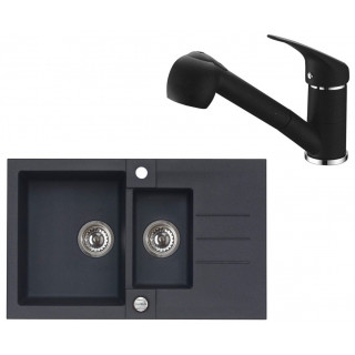 Set Alveus (dřez Rock 70 Black 91 + baterie AM 20 Black 91)