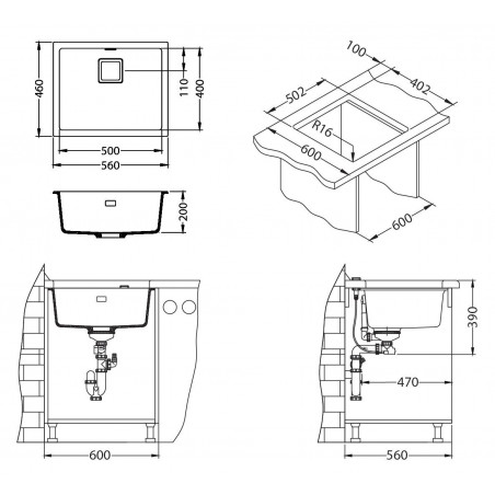 Kuchyňský dřez Alveus Quadrix 50 Steel 04