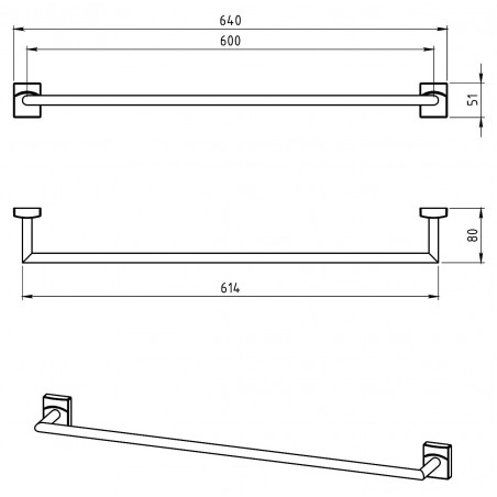 Držák ručníků Metalia 12 0228.0 Chrom, 650 mm Držák ručníků Metalia 12 0228.0 Chrom, 650 mm