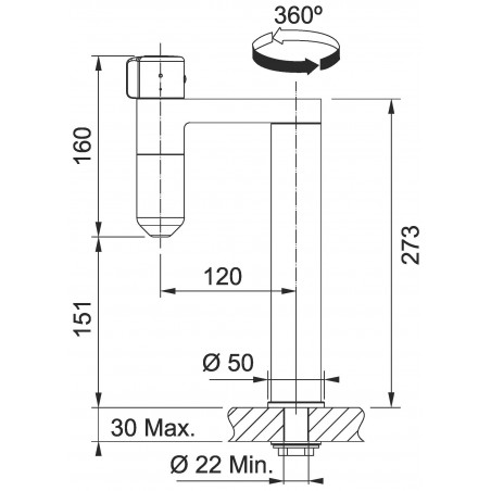 Kuchyňská baterie Franke Vital Tap Chrom/Gun Metal, pouze na filtrovanou vodu