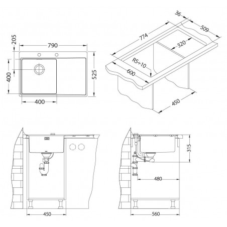 Kuchyňský dřez Alveus Pure 40 UP, pravý