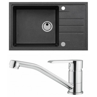 Set Alveus (dřez Intermezzo 130 Black 91 + baterie Ruta Chrom)