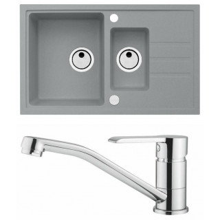 Set Alveus (dřez Intermezzo 70 Beton 81 + baterie Ruta Chrom)