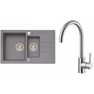 Set Alveus (dřez Rock 70 Steel 04 + baterie Elza Kartáčovaná ocel)