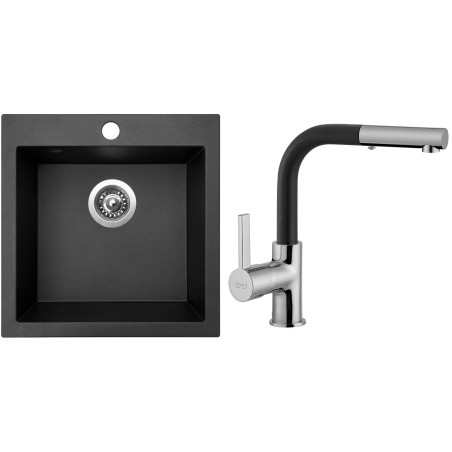 Set Sinks (dřez Viva 455 Metalblack 74 + baterie Enigma S Metalblack 74)