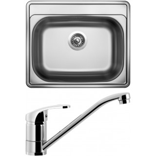 Set Sinks N13 (dřez Comfort 600 V 0,6 mm, matný + baterie Pronto Chrom - lesklý)