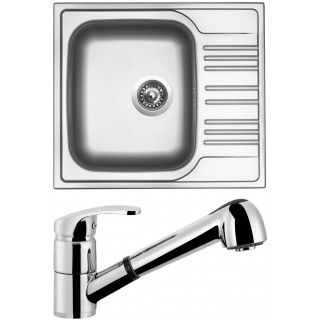 Set Sinks (dřez Star 580 V 0,6 mm, matný + baterie Legenda S Chrom - lesklý)