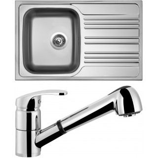 Set Sinks (dřez Star 780 V 0,6 mm, matný + baterie Legenda S Chrom - lesklý)