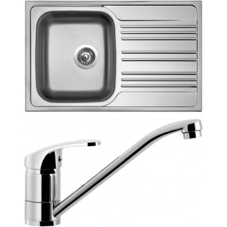 Set Sinks N49 (dřez Star 780 V 0,6 mm, matný + baterie Pronto Chrom - lesklý)