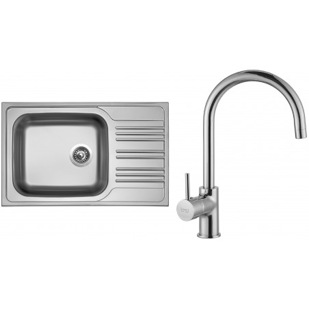 Set Sinks (dřez Star 780 XXL 0,7 mm, matný + baterie Vitalia Chrom)