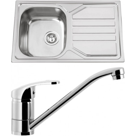 Set Sinks (dřez Okio 800 V 0,7 mm matný + baterie Pronto Chrom)