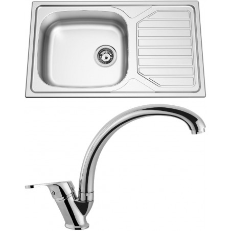 Set Sinks (dřez Okio 860 XXL V 0,6 mm, matný + baterie Evera Chrom)