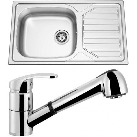 Set Sinks (dřez Okio 860 XXL V 0,6 mm, matný + baterie Legenda S Chrom)